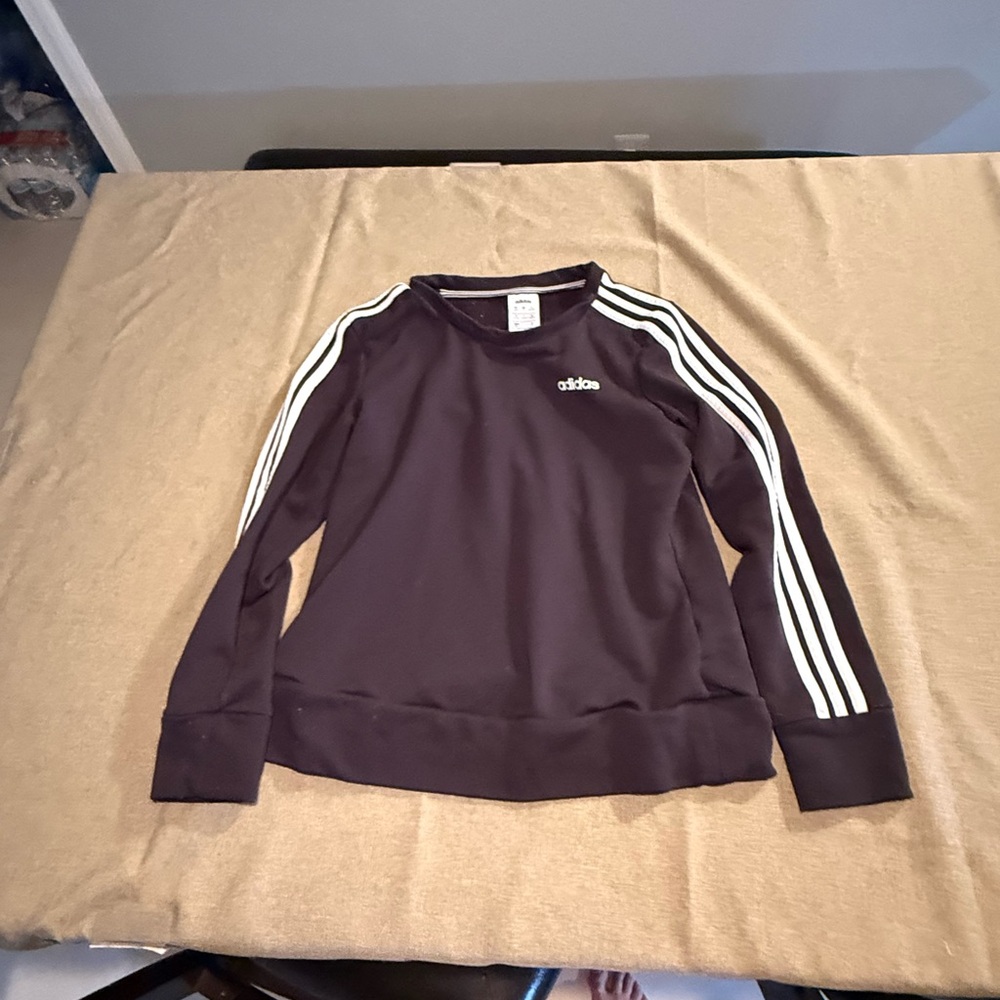 adidas Black Sweatshirt with White Stripe Detail